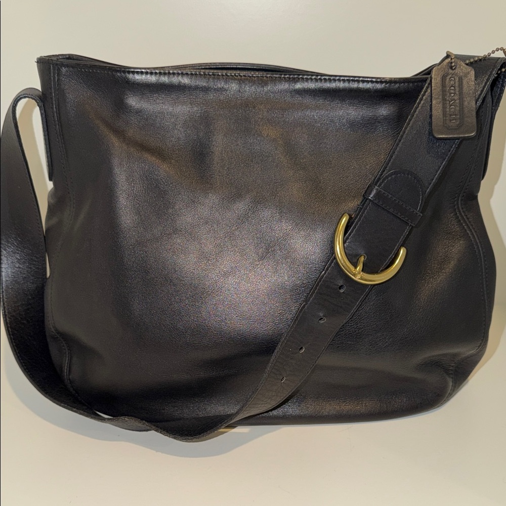 Vintage Coach Large Black Leather Soho Shoulder Bag 4161